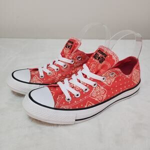 Converse Red Paisley Bandana Low Top Sneakers Womens 7 Chuck Taylor Retro Indie
